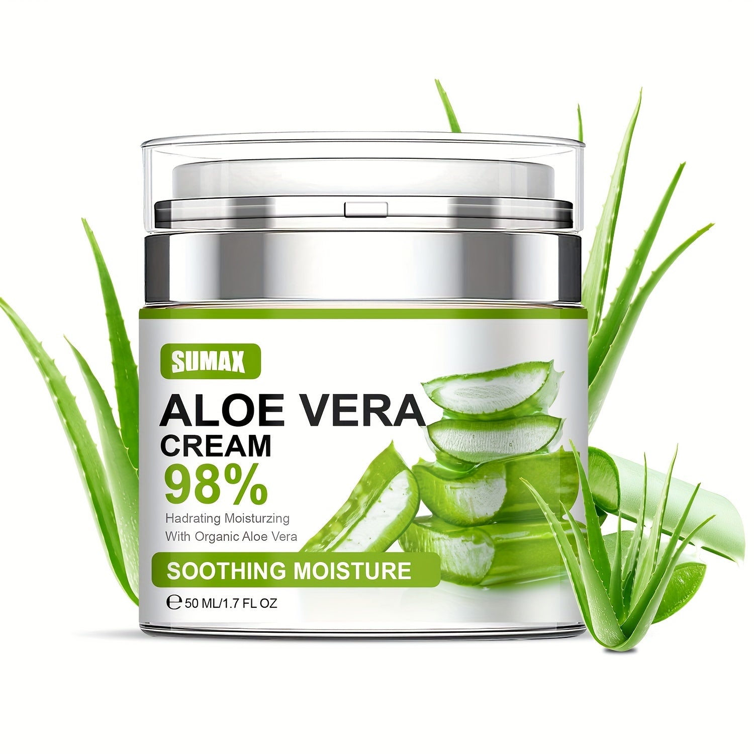 1.69oz Aloe Vera Cream, Face Moisturizer 96% Pure Aloe Vera Moisturizing Cream Provides Superior Moisturizing And Nourishing Effect, To Combat Dryness Daily Skin Care For Men Women