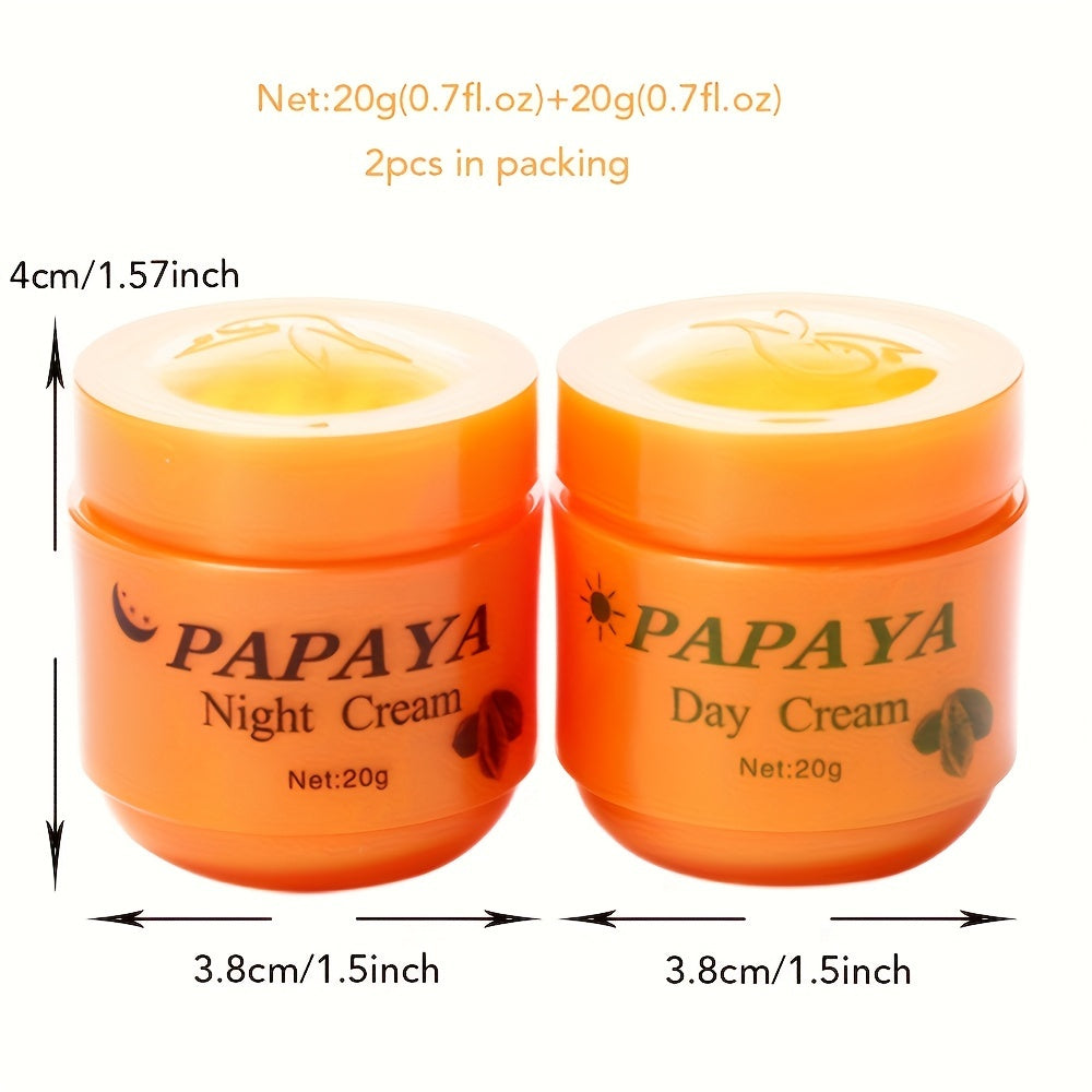 2pcs Papaya Skin Care Cream Set - Face Moisturizers for Day and Night, Moisturizing Face Essence with Hydrating and Nourishing Properties