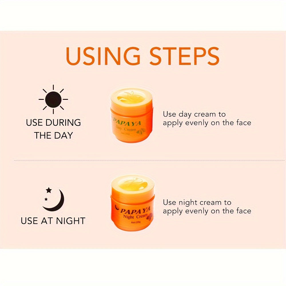 2pcs Papaya Skin Care Cream Set - Face Moisturizers for Day and Night, Moisturizing Face Essence with Hydrating and Nourishing Properties