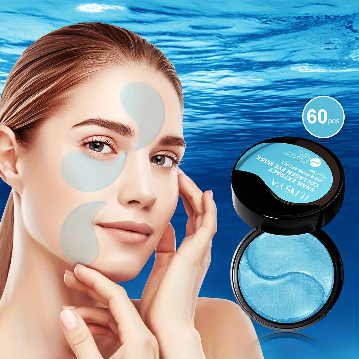 60pcs Snail Power Collagen Eye Masks - Deeply Hydrating, Wrinkle-Smoothing, Firming, and Revitalizing Under Eye Skin Care Patches for Radiant and Youthful Look