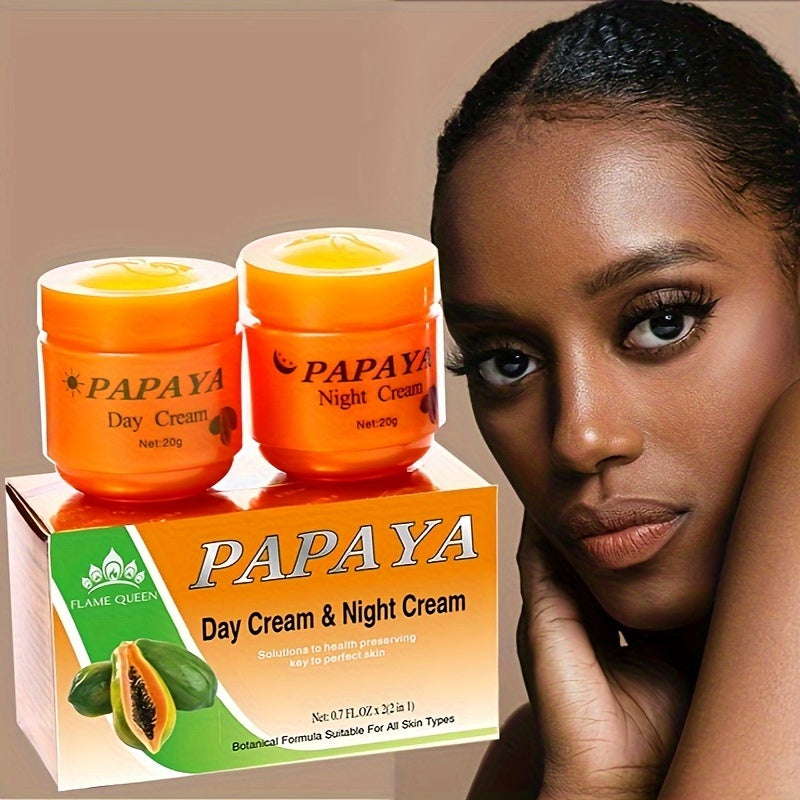 2pcs Papaya Skin Care Cream Set - Face Moisturizers for Day and Night, Moisturizing Face Essence with Hydrating and Nourishing Properties