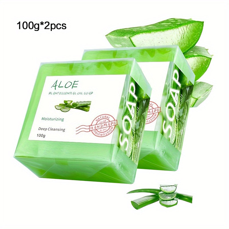 Aloe Vera Soap 2 Packs, Handmade Soap for Face And Bath, Aloe Vera Soap for Deep Cleansing,Body Moisturizing And Care, Skin Care Soap, Unisex