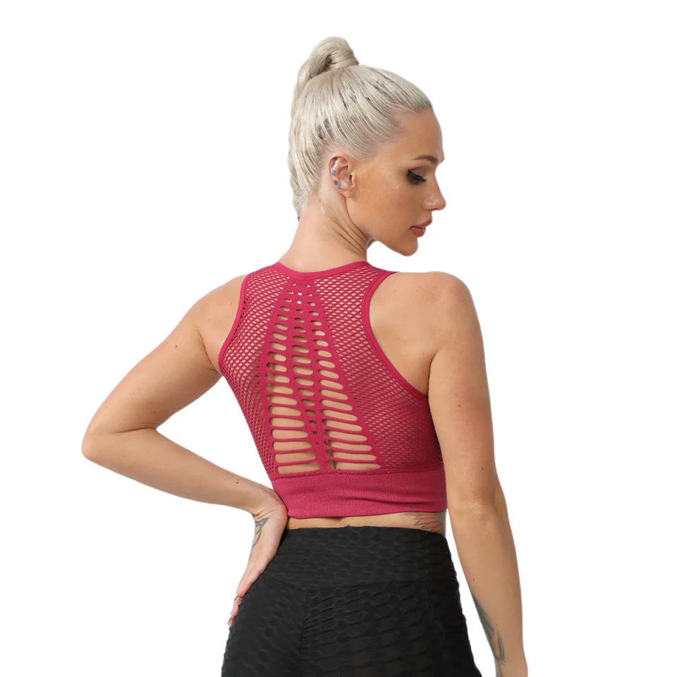 Women Sports Bra Without Bones Gym Shockproof Mesh Sports Quick-drying Bra Running Fitness Yoga Women Training Sports Underwear