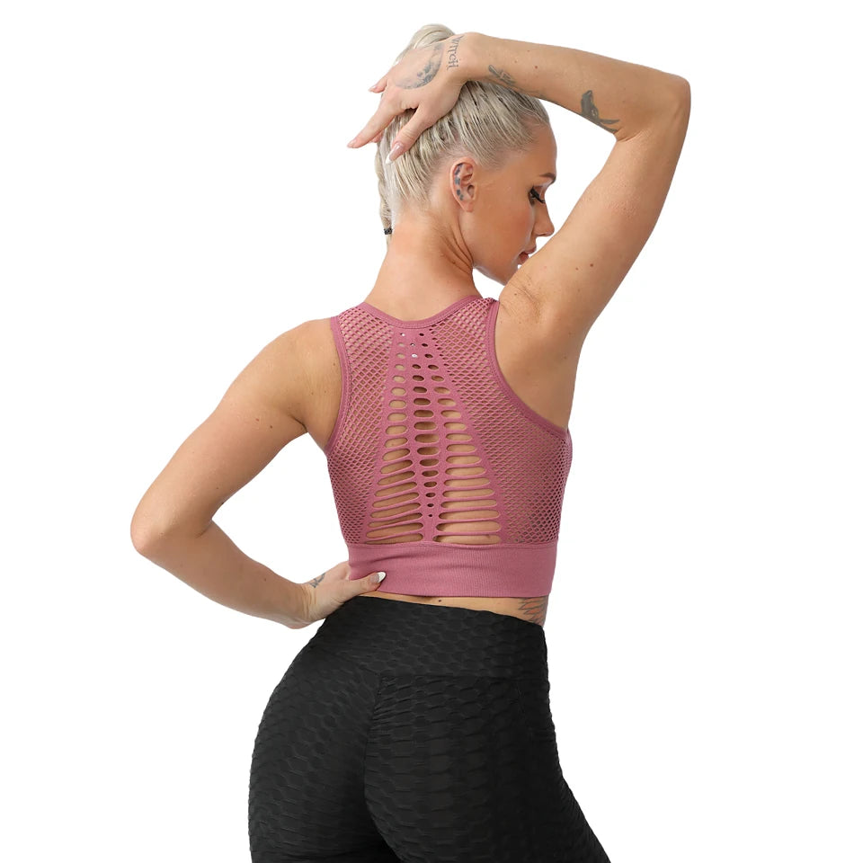 Women Sports Bra Without Bones Gym Shockproof Mesh Sports Quick-drying Bra Running Fitness Yoga Women Training Sports Underwear