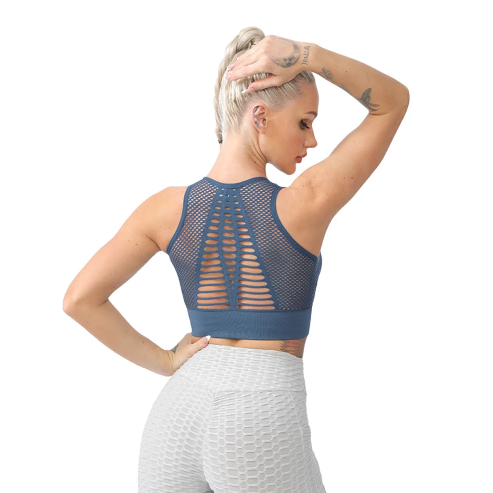Women Sports Bra Without Bones Gym Shockproof Mesh Sports Quick-drying Bra Running Fitness Yoga Women Training Sports Underwear