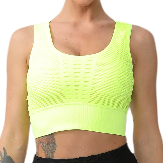 Women Sports Bra Without Bones Gym Shockproof Mesh Sports Quick-drying Bra Running Fitness Yoga Women Training Sports Underwear