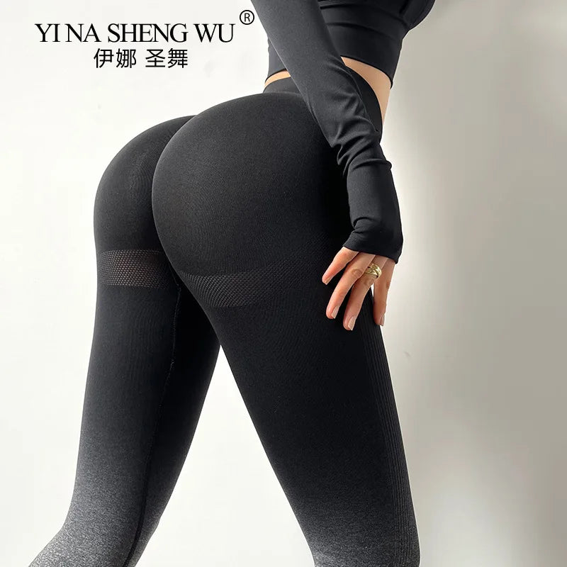 Gradient Color Energy Legging Women Workout Fitness Jogging Running Leggings Gym Tights Stretch Sportswear Yoga Pants Sportswear