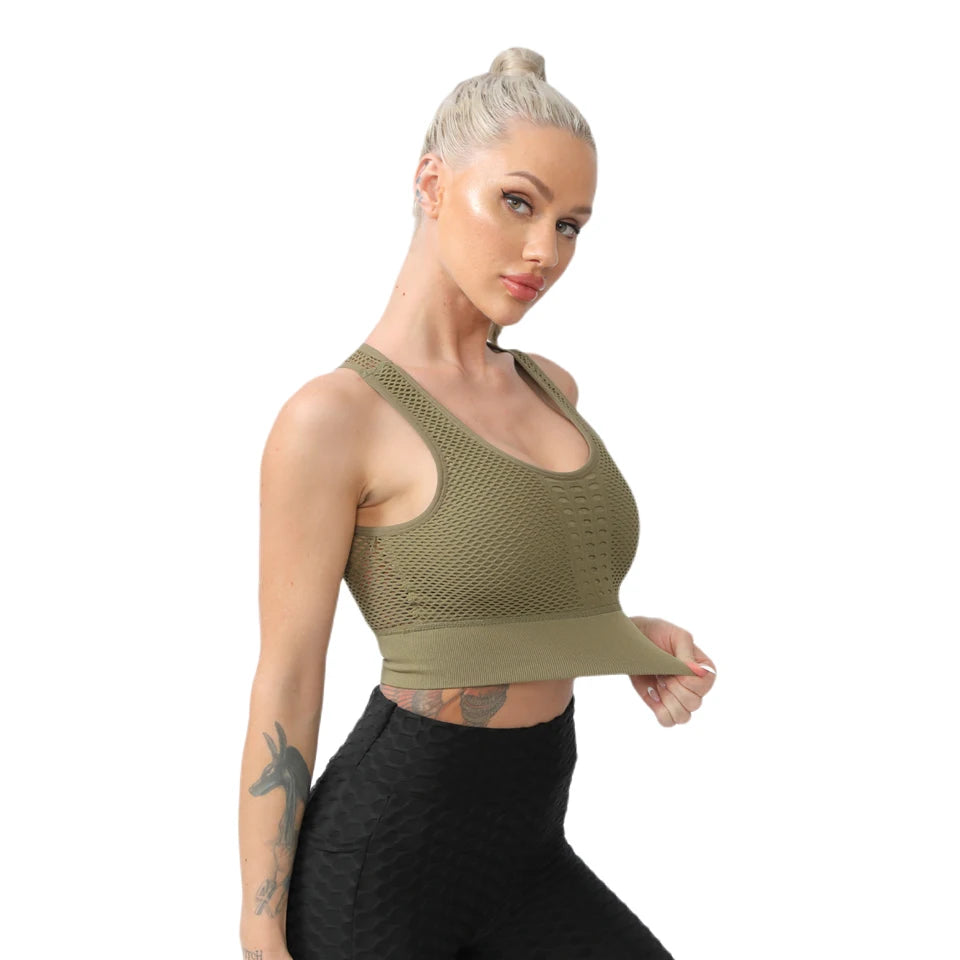 Women Sports Bra Without Bones Gym Shockproof Mesh Sports Quick-drying Bra Running Fitness Yoga Women Training Sports Underwear