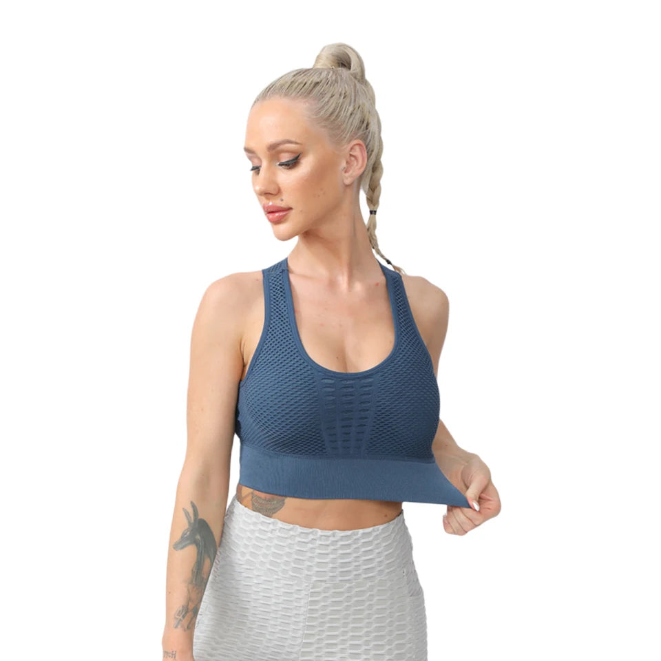 Women Sports Bra Without Bones Gym Shockproof Mesh Sports Quick-drying Bra Running Fitness Yoga Women Training Sports Underwear