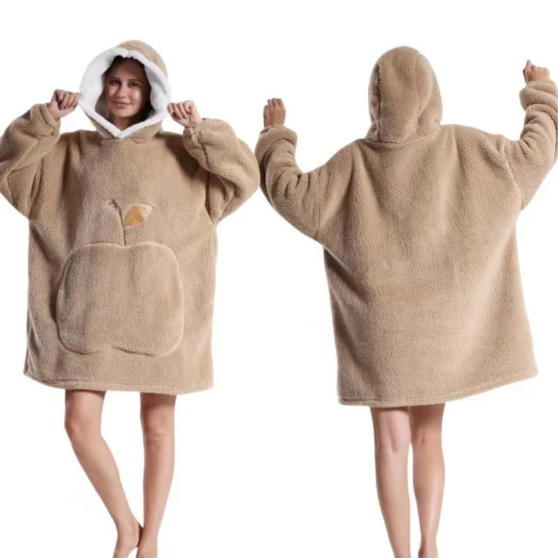 Home Quality Hooded Sweater Blanket Soft Polar Fleece Blanket with Sleeves Large Pocket Warm Thick TV Hoodie Robe Couple 이불 Плед