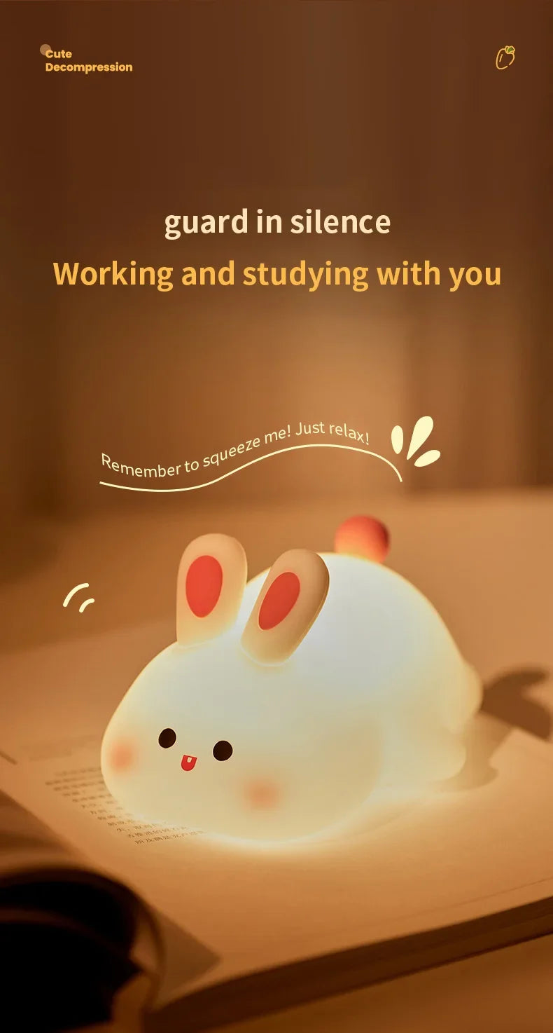 LED Night light Silicone Rabbit Touch Sensor lamp Cute Animal Light Bedroom Decor Gift for Kid Baby Child Table Lamp Home Decor