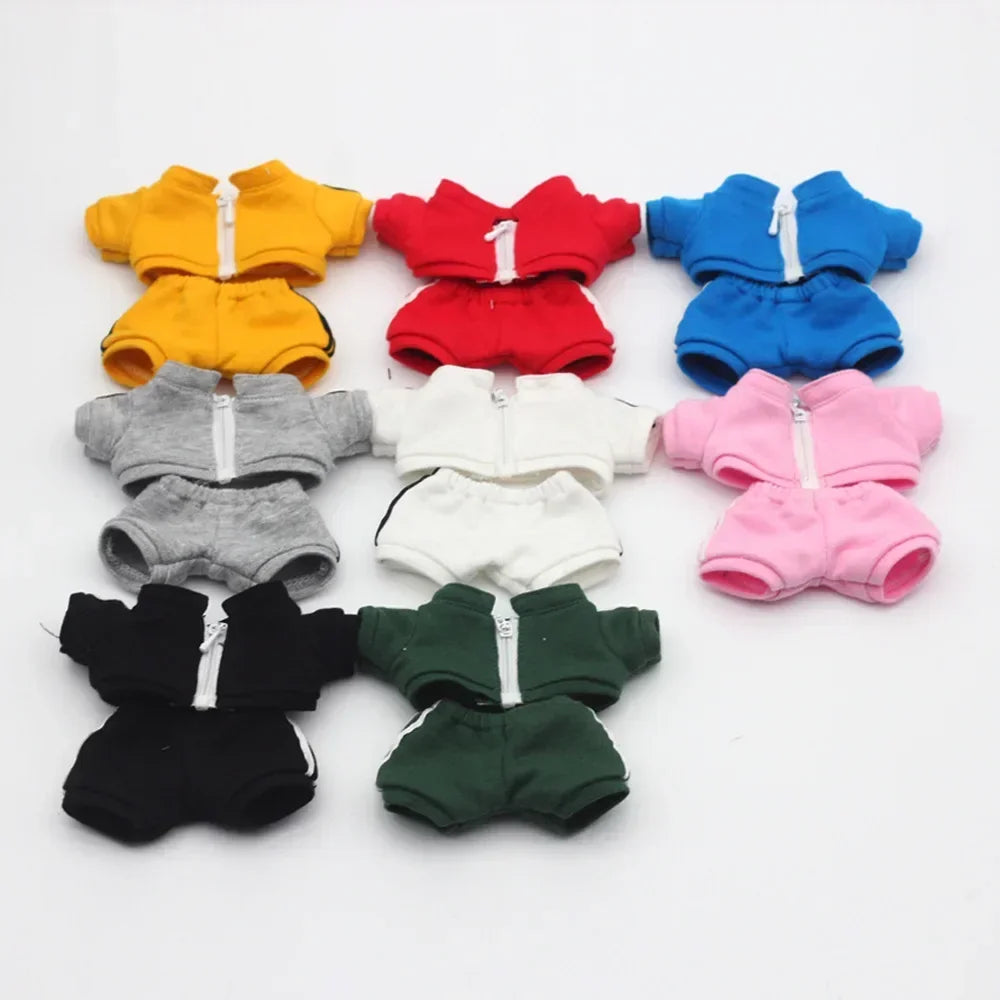 Labubu Doll Casual Clothing - Solid Color Sportswear Suit, Breathable Cotton Outfit Change Doll Clothes, Comfortable Daily Wear