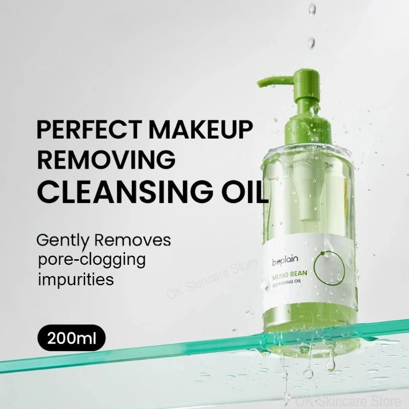 Korean Skincare Set Beplain Mung Bean Face Cleansing Foam,Face Serum,Exfoliate Pore Remover Clay Mask and Cleansing Oil 4pcs Set