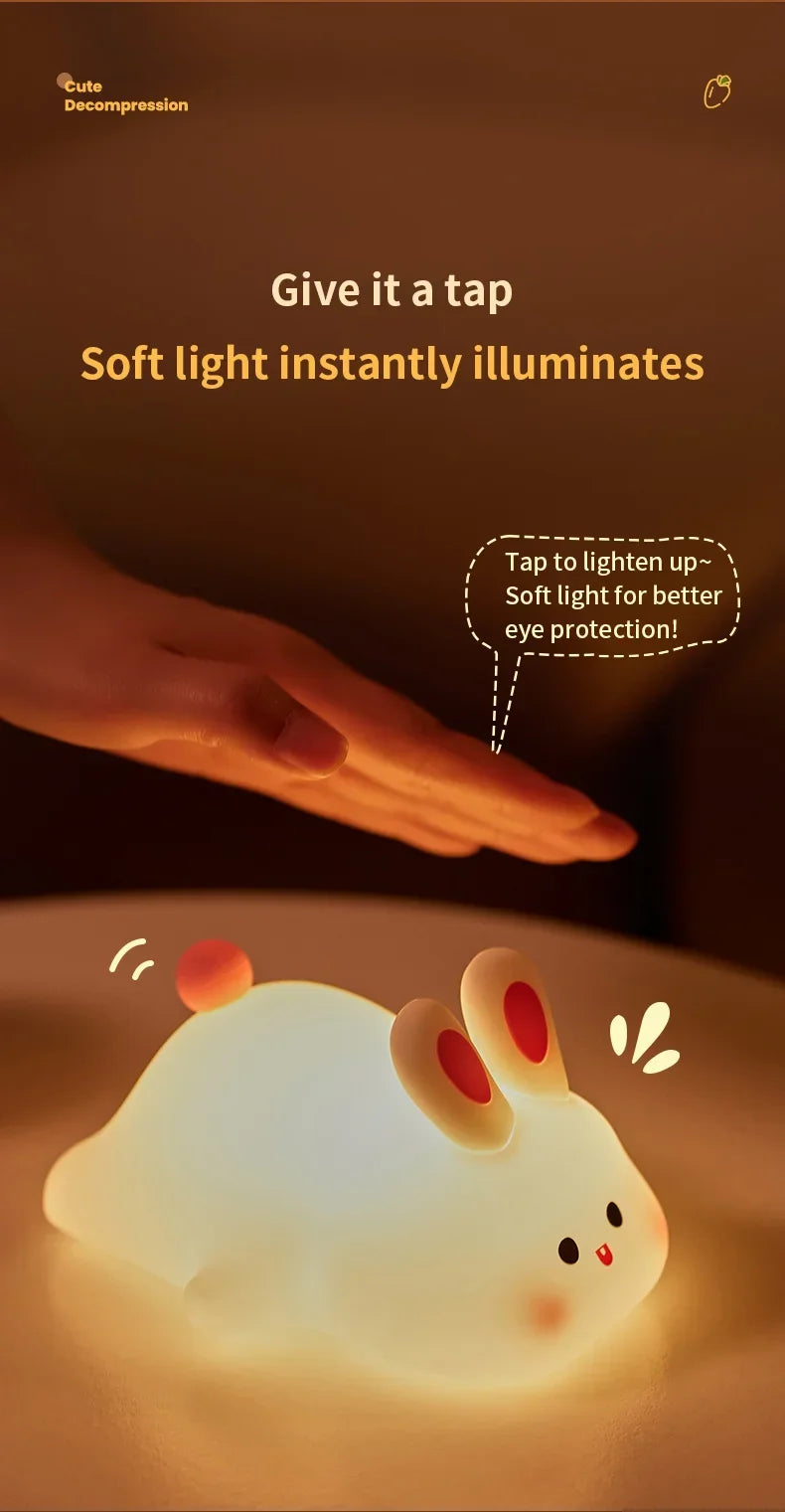LED Night light Silicone Rabbit Touch Sensor lamp Cute Animal Light Bedroom Decor Gift for Kid Baby Child Table Lamp Home Decor