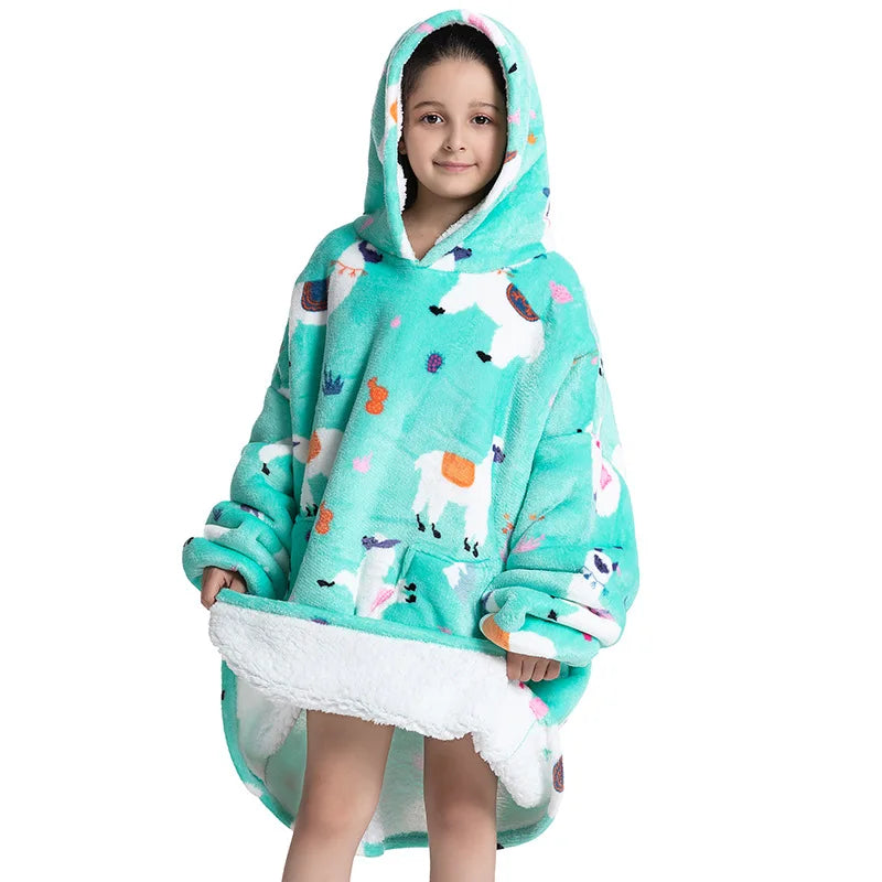 Extra Long Wearable Blanket Hoodie Winter Flannel Hooded Blanket Men Women Cozy Soft Heavy Fleece for Gift Kid Adult TV Blacket