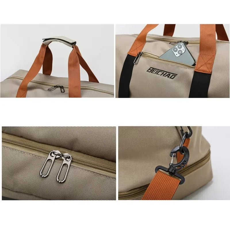 Large Capacity Travel Fitness Bag Waterproof Sports Duffel Bag for Men Portable Short Distance Luggage Workout Gym Bag