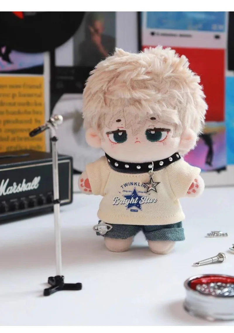 Labubu Clothes For 15/17cm V1 V2 V3 Plush Idol Doll Hip Hop T-Shirt Pants Necklace 3PCS/Pack Decoration Accessories Fans Gift