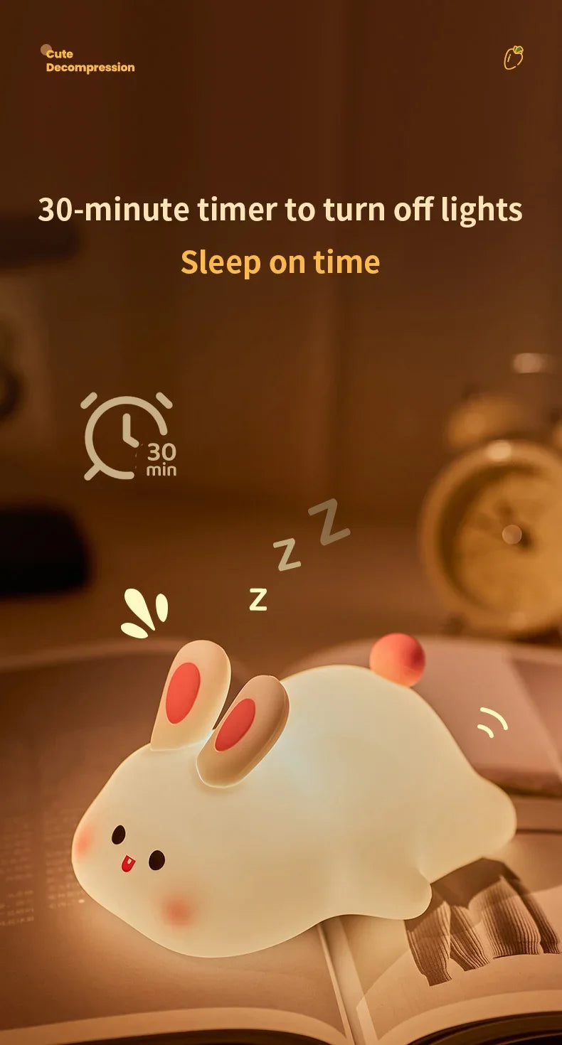 LED Night light Silicone Rabbit Touch Sensor lamp Cute Animal Light Bedroom Decor Gift for Kid Baby Child Table Lamp Home Decor
