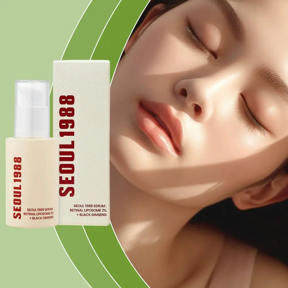 Korean SEOUL 1988 Skin Care Set - Retinol Eye Cream, Ginseng Niacinamide Serum, Cleanser, Lightens Fine Lines Dark Circle