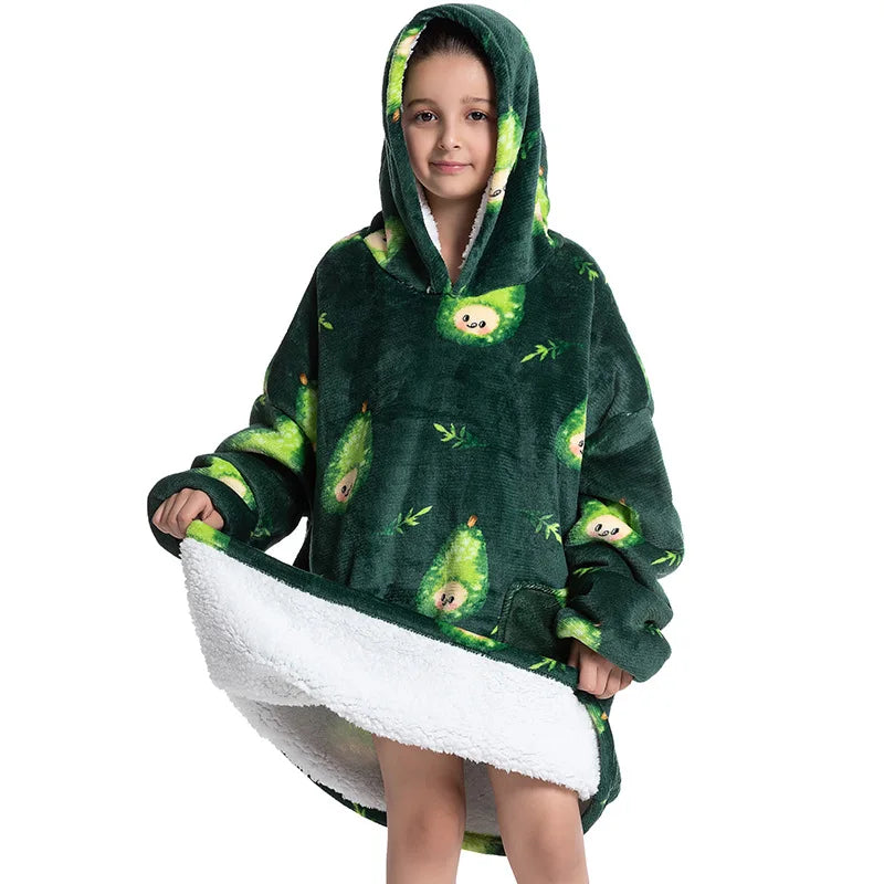 Extra Long Wearable Blanket Hoodie Winter Flannel Hooded Blanket Men Women Cozy Soft Heavy Fleece for Gift Kid Adult TV Blacket