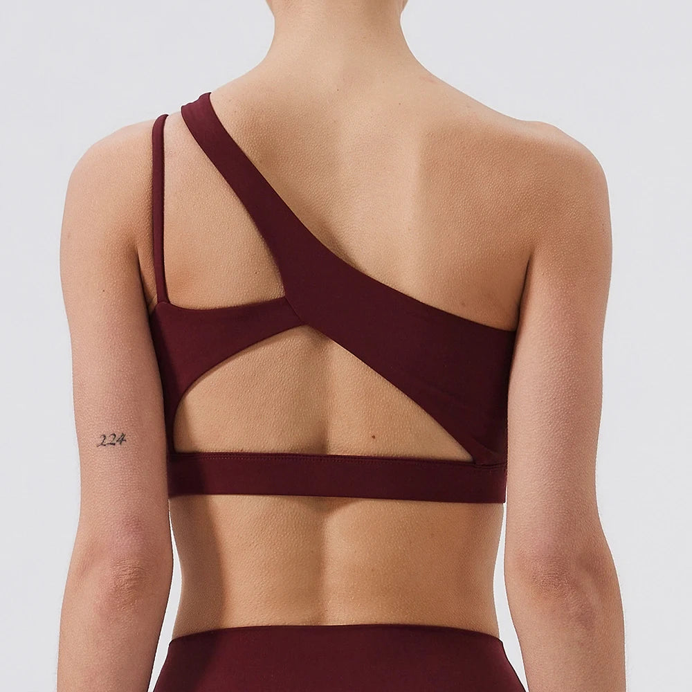 Women Sports Bra Push Up Fitness Bras One Shoulder Shockproof Yoga Bra Breathable Gym Yoga Running Bra Sexy Vest ﻿