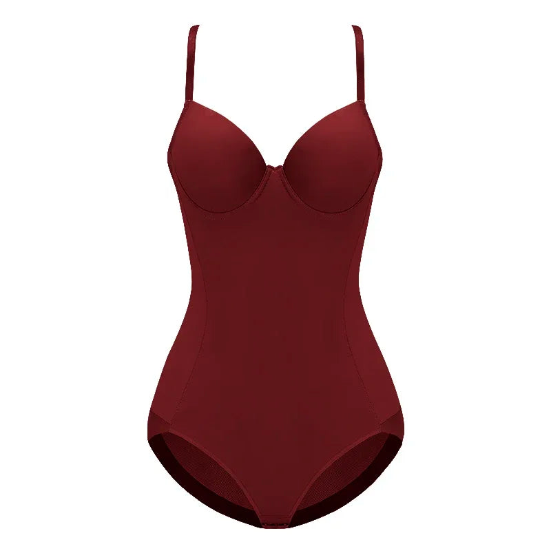 Underwire Wine Bodysuit Women Shapers Stretch Solid Color Silky Underwear Shapewear Body Shaper