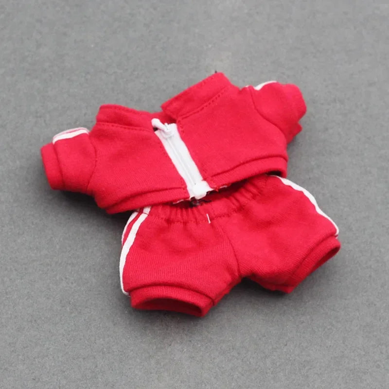 Labubu Doll Casual Clothing - Solid Color Sportswear Suit, Breathable Cotton Outfit Change Doll Clothes, Comfortable Daily Wear