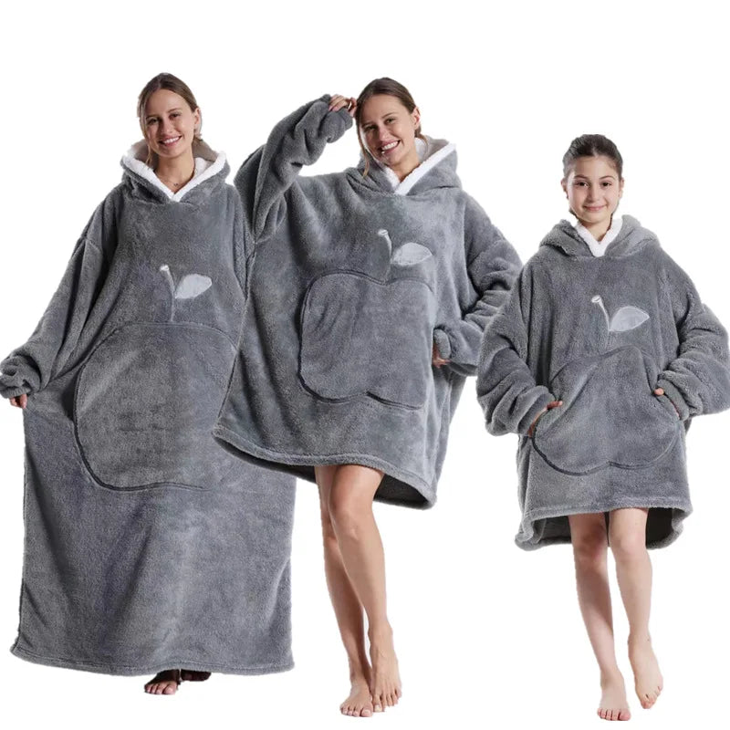 Home Quality Hooded Sweater Blanket Soft Polar Fleece Blanket with Sleeves Large Pocket Warm Thick TV Hoodie Robe Couple 이불 Плед