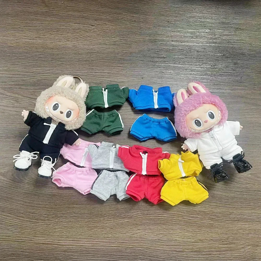 Labubu Doll Casual Clothing - Solid Color Sportswear Suit, Breathable Cotton Outfit Change Doll Clothes, Comfortable Daily Wear