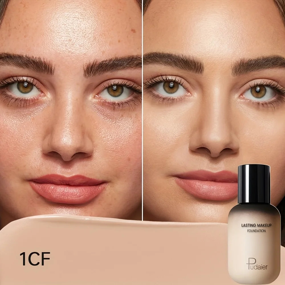 Full Coverage Foundation - Waterproof, Long-Lasting, Matte Finish, Natural Look - All Skin Types, Natural Finish Foundation
