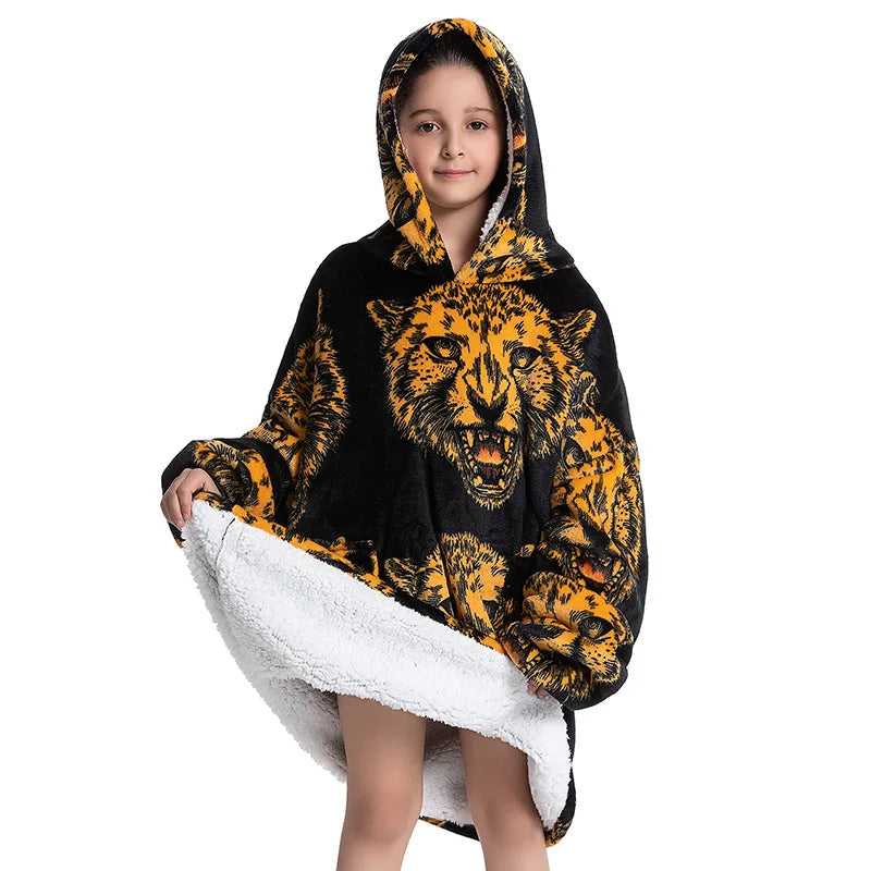 Extra Long Wearable Blanket Hoodie Winter Flannel Hooded Blanket Men Women Cozy Soft Heavy Fleece for Gift Kid Adult TV Blacket