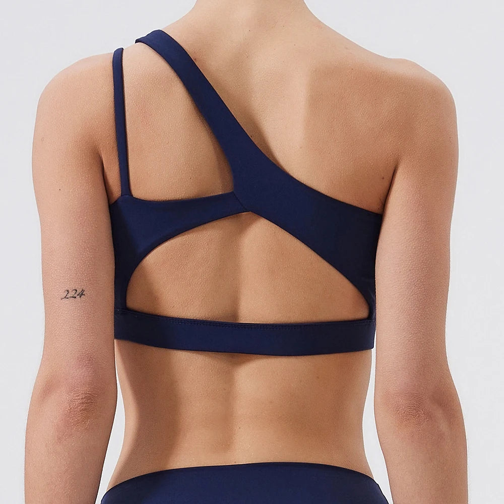 Women Sports Bra Push Up Fitness Bras One Shoulder Shockproof Yoga Bra Breathable Gym Yoga Running Bra Sexy Vest ﻿