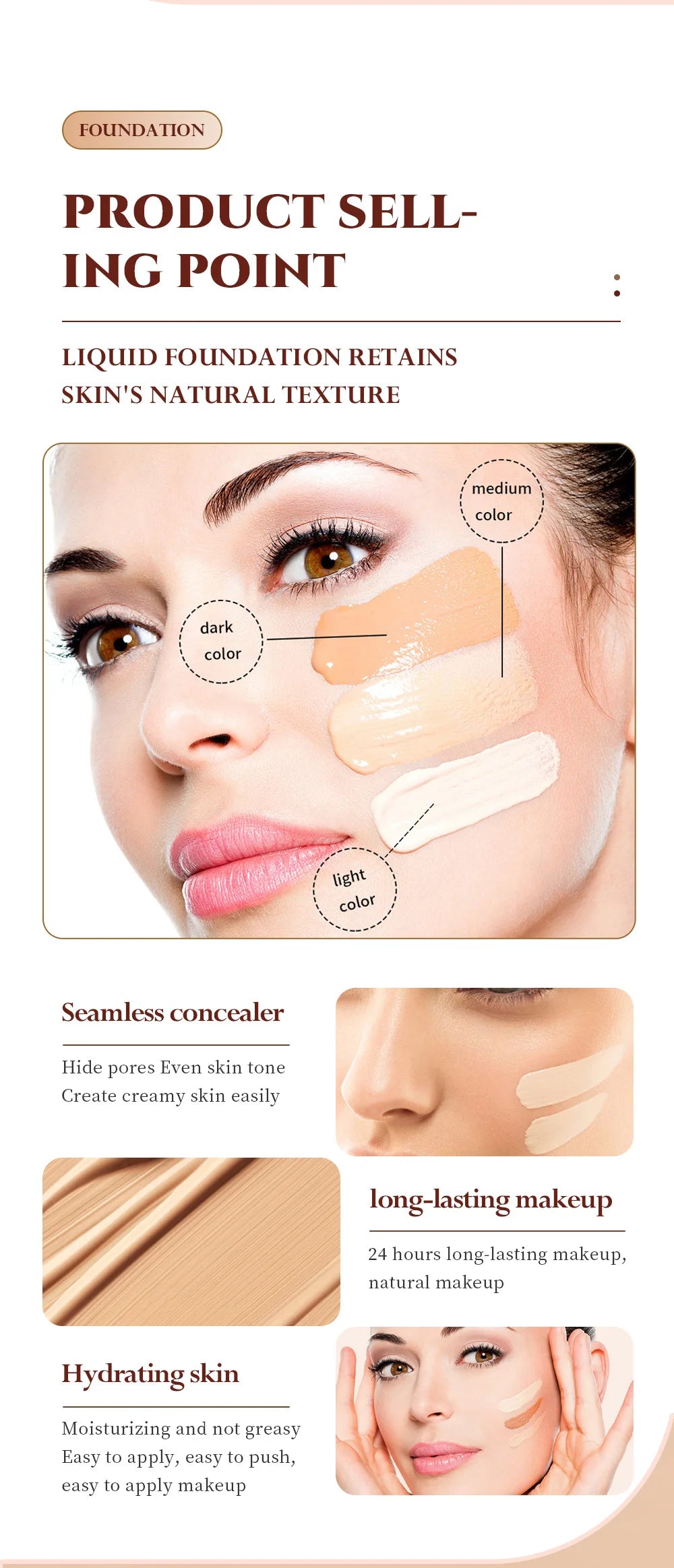 4PCS Makeup Base Set 15ml Face Primer 30ml Matte Liquid Foundation 5g Setting Loose Powder with Soft Puff for Flawless Look