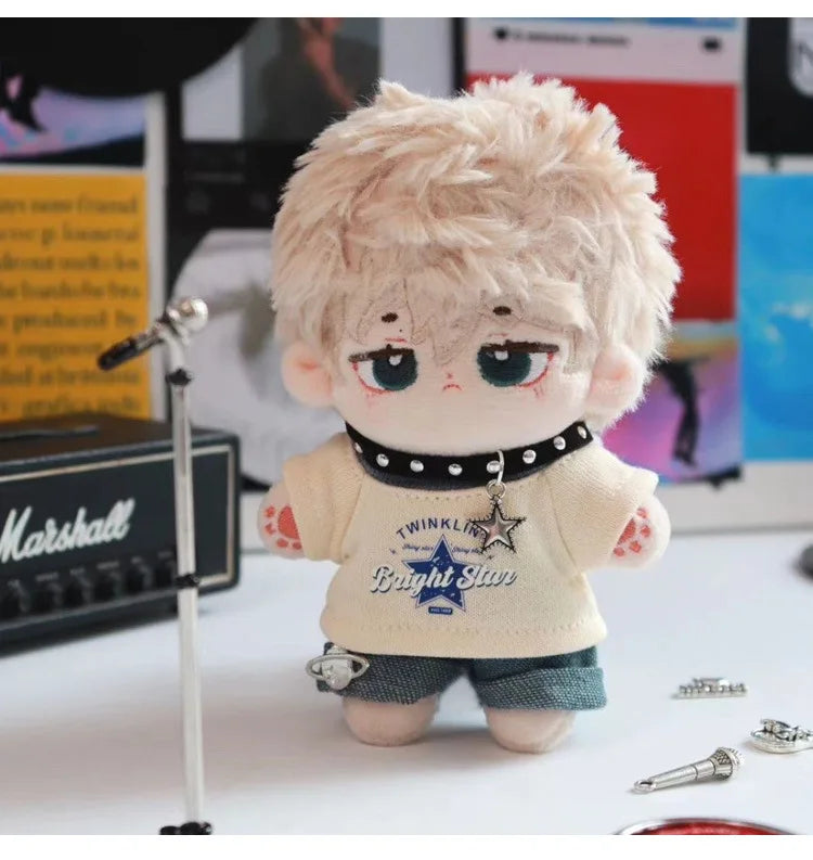Labubu Clothes For 15/17cm V1 V2 V3 Plush Idol Doll Hip Hop T-Shirt Pants Necklace 3PCS/Pack Decoration Accessories Fans Gift