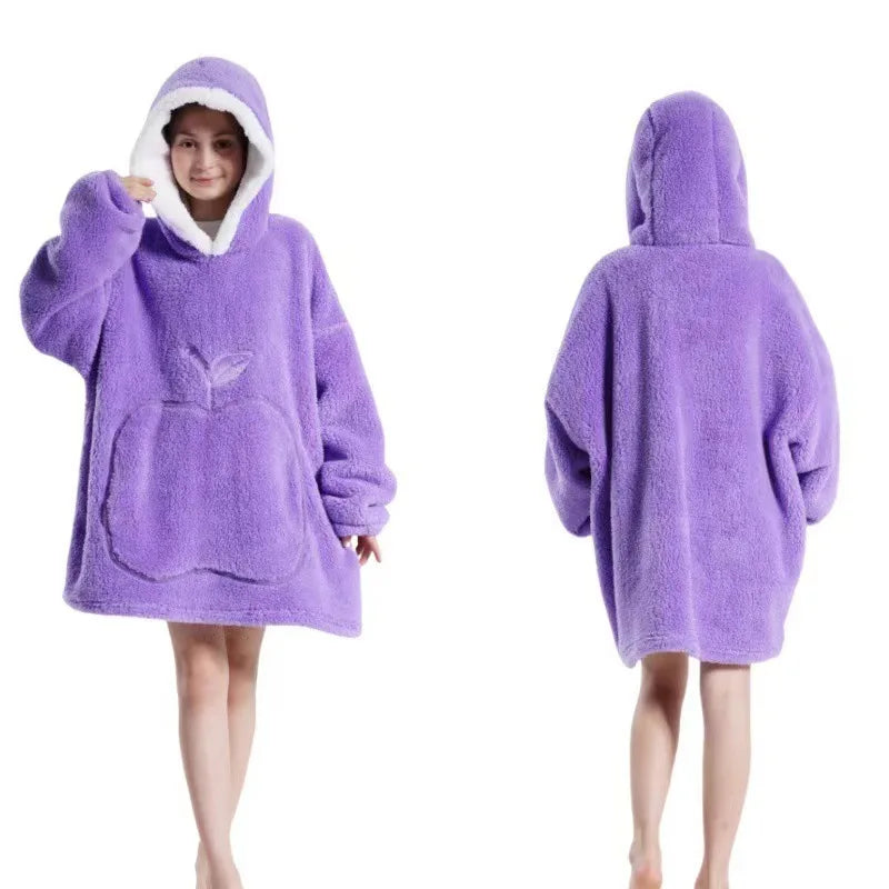 Home Quality Hooded Sweater Blanket Soft Polar Fleece Blanket with Sleeves Large Pocket Warm Thick TV Hoodie Robe Couple 이불 Плед