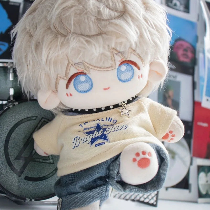 Labubu Clothes For 15/17cm V1 V2 V3 Plush Idol Doll Hip Hop T-Shirt Pants Necklace 3PCS/Pack Decoration Accessories Fans Gift