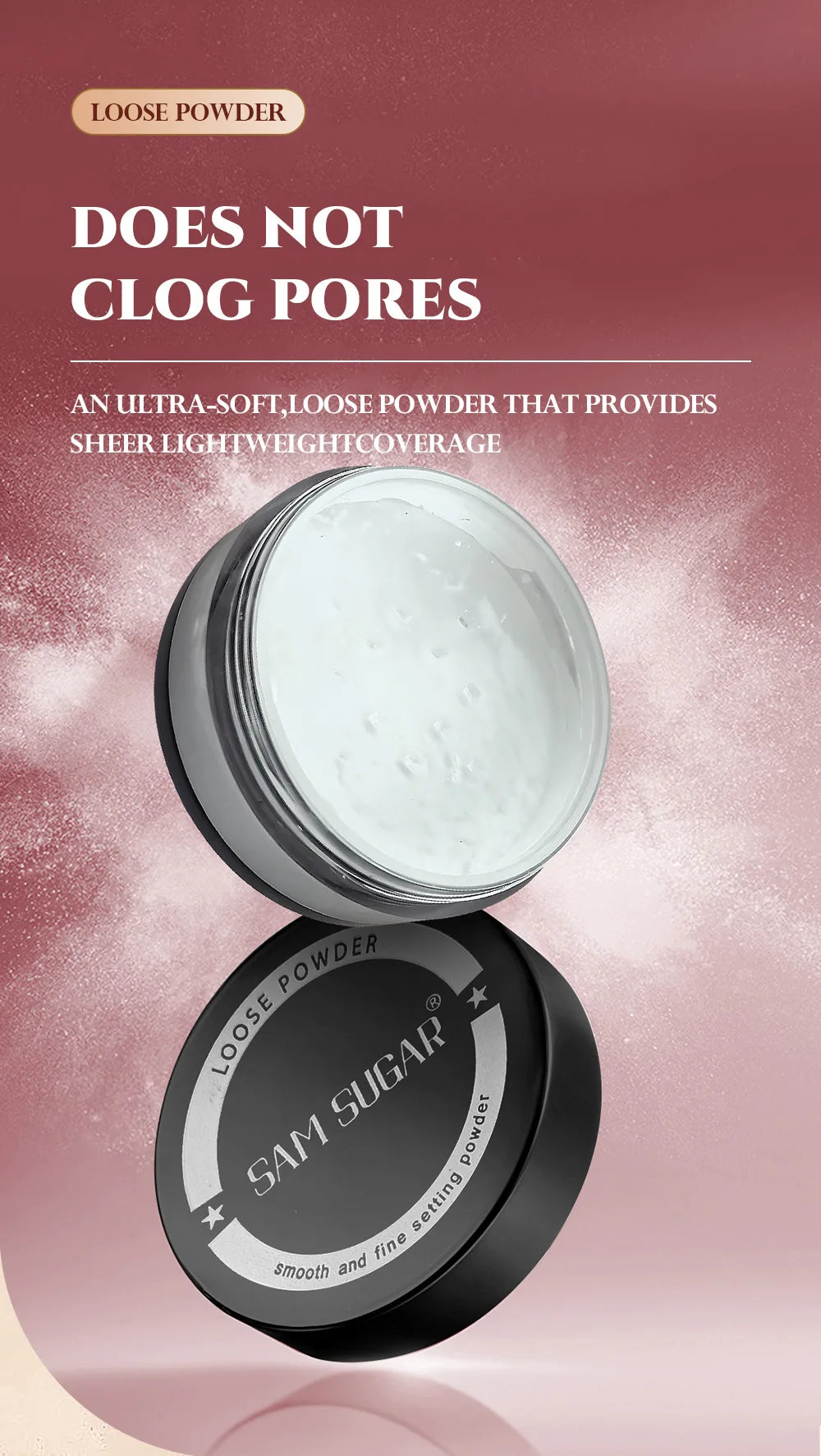 4PCS Makeup Base Set 15ml Face Primer 30ml Matte Liquid Foundation 5g Setting Loose Powder with Soft Puff for Flawless Look