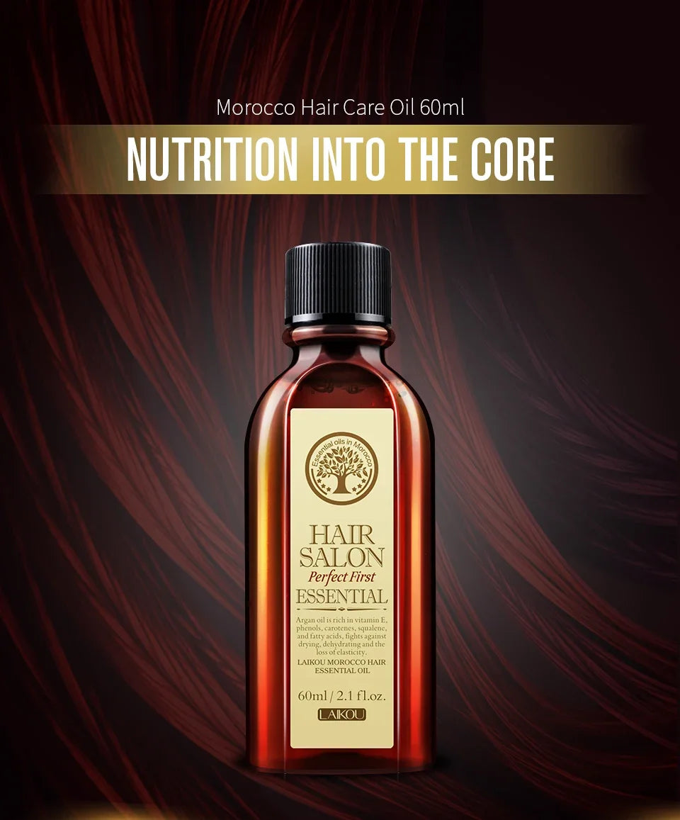 Laikou Argan Hair Oil Essential Oil Natural Anti-hair Loss Prevent Hair Dry Soft Nourishing Frizz Damaged Repair Care 60ml