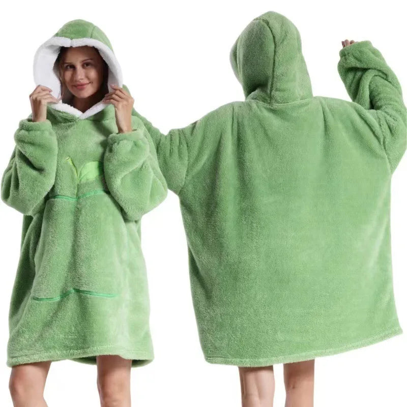 Home Quality Hooded Sweater Blanket Soft Polar Fleece Blanket with Sleeves Large Pocket Warm Thick TV Hoodie Robe Couple 이불 Плед