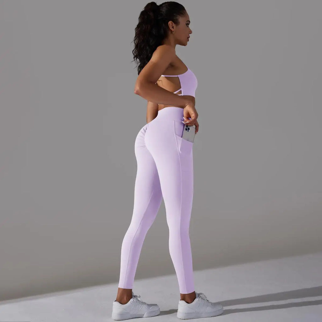 Sports Bra and Leggings Two Piece Sets Womens Outifits Naked Feeling Gym Female Fitness Set Work Out Clothing Women Sports Set