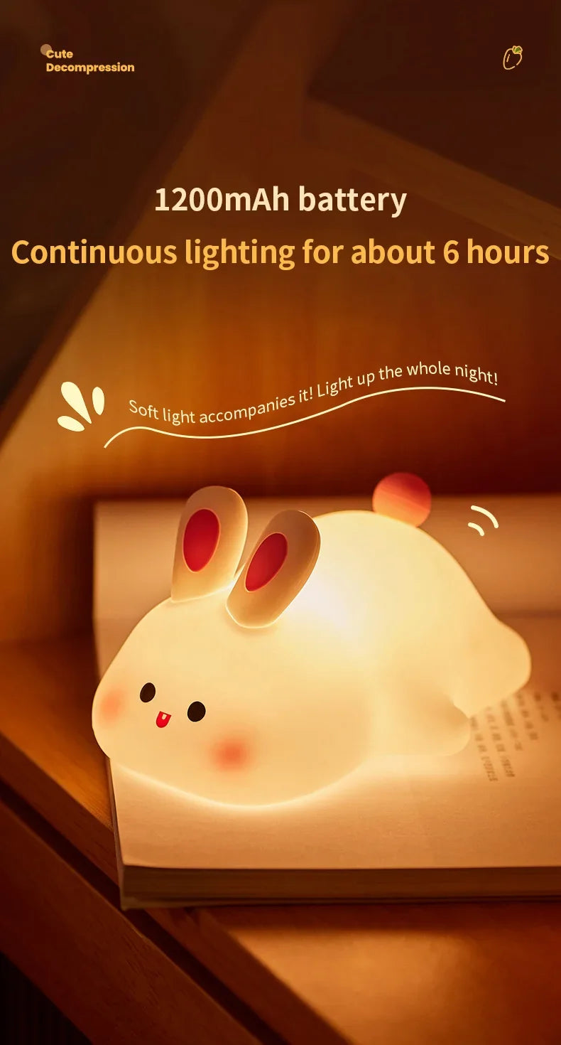 LED Night light Silicone Rabbit Touch Sensor lamp Cute Animal Light Bedroom Decor Gift for Kid Baby Child Table Lamp Home Decor