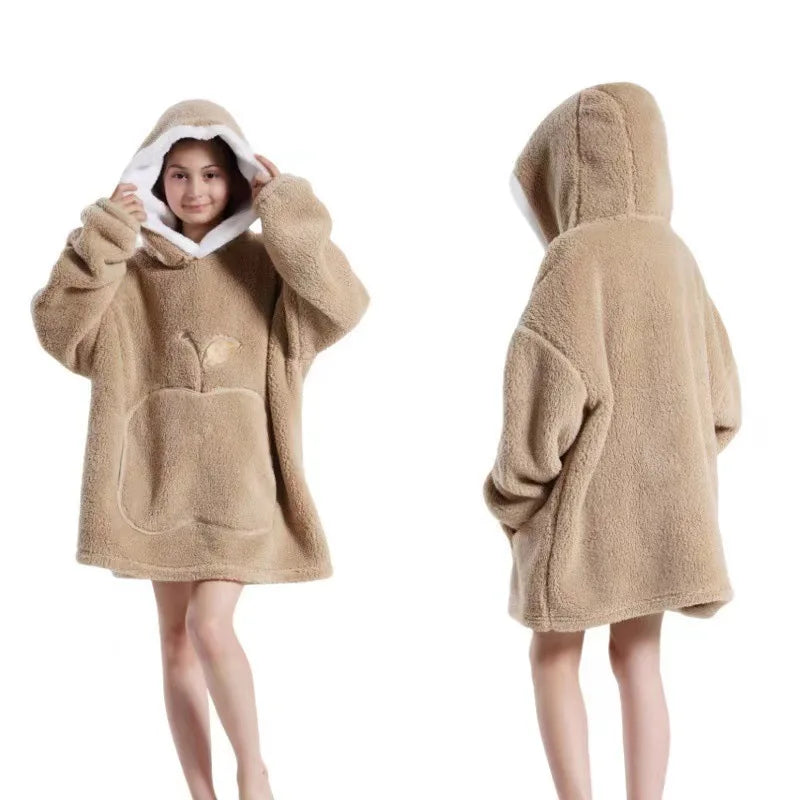 Home Quality Hooded Sweater Blanket Soft Polar Fleece Blanket with Sleeves Large Pocket Warm Thick TV Hoodie Robe Couple 이불 Плед