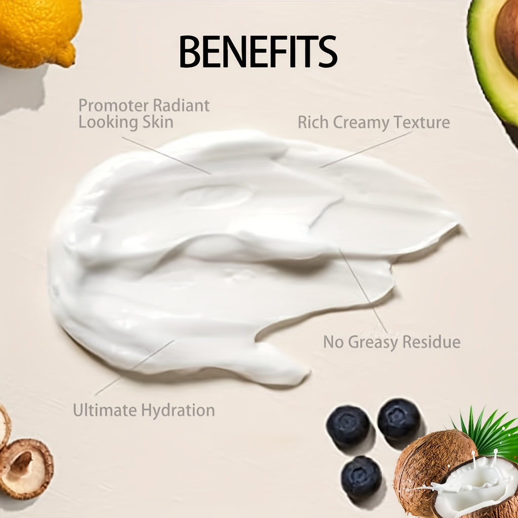 5.29oz Coconut Oil Skin Care Moisturizing Body Cream For Face, Body, & Hands, Restores Skin's Moisture Barrier, Provides Intense Hydration For Dry & Dull Skin With Plant Squalane