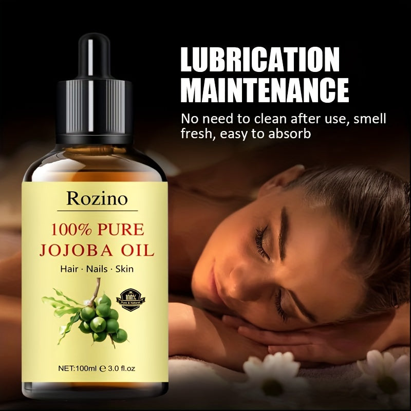 3.38oz Natural Jojoba Oil Essential Oil, 100% Natural, For Massage, Skin Care, Scraping, Shower, Diffuser Essential Oil, Face, Body, Nails, Hair, Eyelash Care Universal