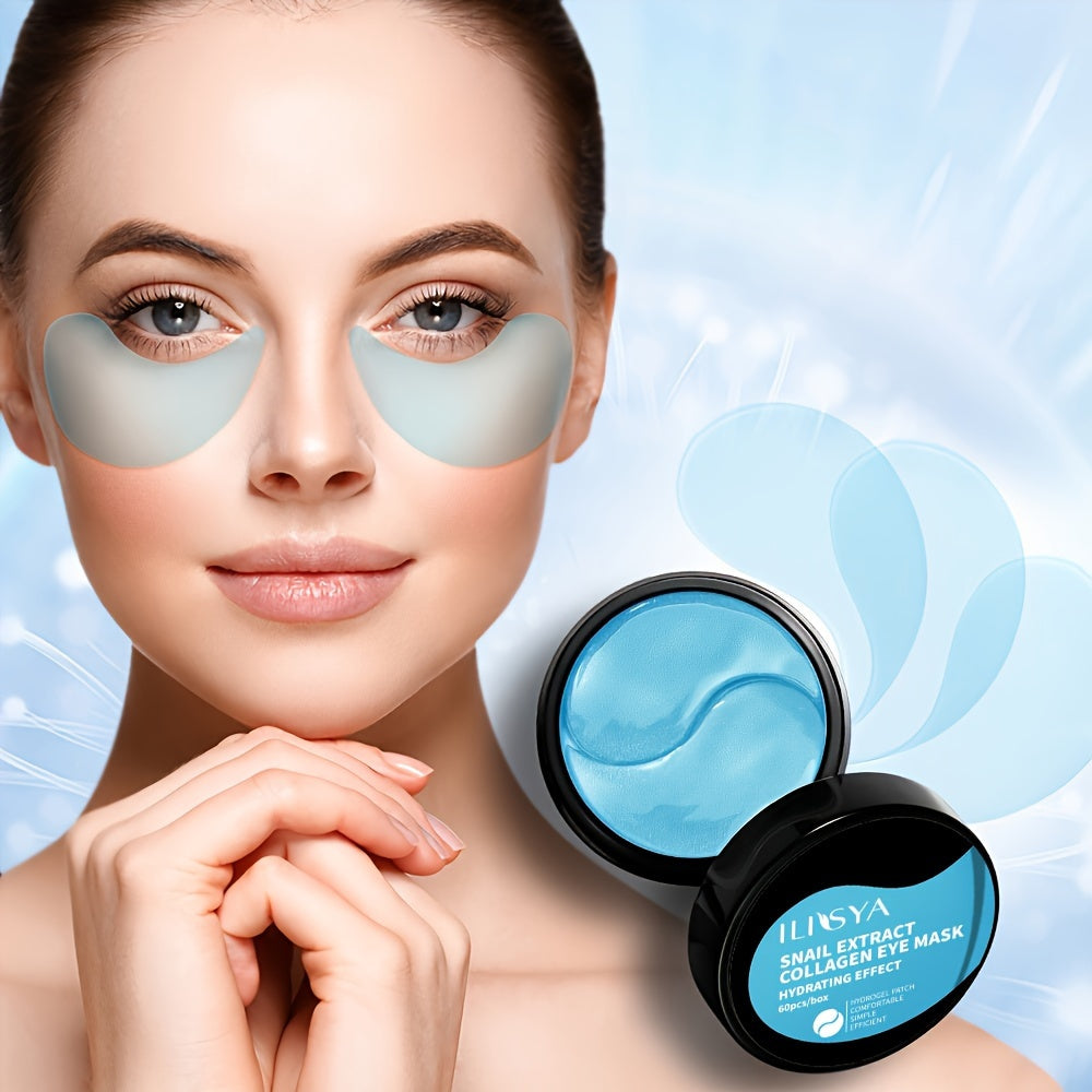 60pcs Snail Power Collagen Eye Masks - Deeply Hydrating, Wrinkle-Smoothing, Firming, and Revitalizing Under Eye Skin Care Patches for Radiant and Youthful Look
